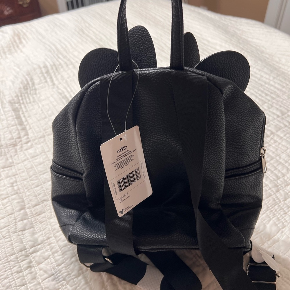 Black Leather Mini Backpack